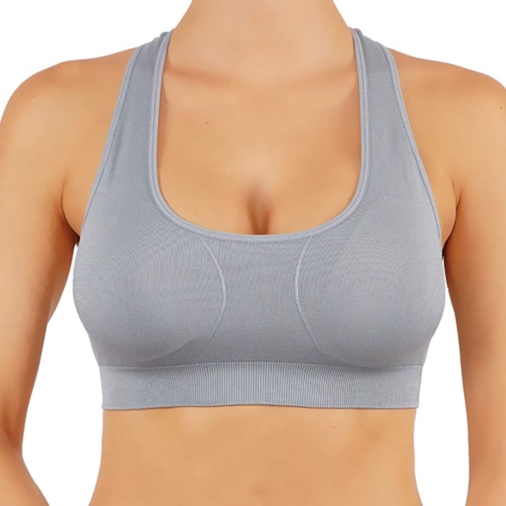Stylish T- Back design sports bra in light gray